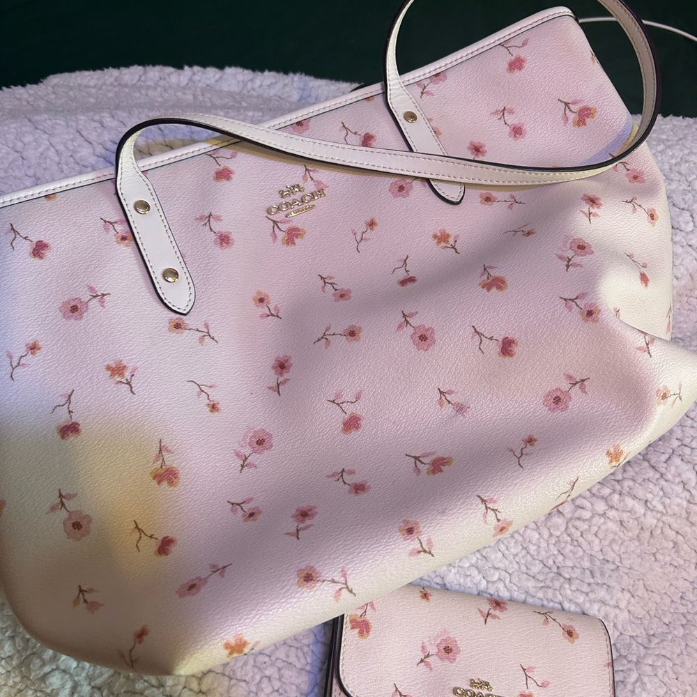 Coach Pink Floral Tote Bag and Wallet